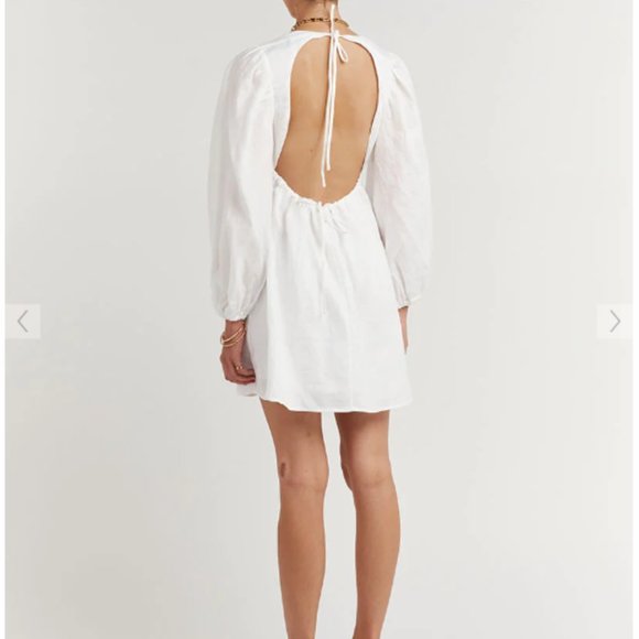 Dissh Open Back Linen Mini Dress sz 2 - Picture 5 of 6